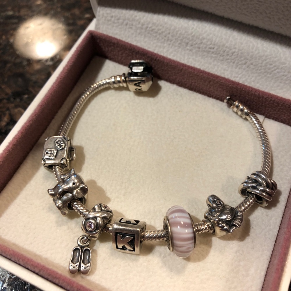 RETIRED Pandora lavender Murano glass *charm only*